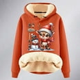 thumbnail image 3 of Christmas Sweatshirts Christmas Cute Deer Print Women'S Fall Winter Velvet Thickened Warm Cardigan Hooded Hoody Oversized Hoodies for Women Orange XXXL, 3 of 5