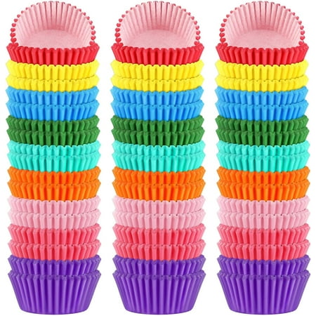 ZEN 450pcs Rainbow Bright Cupcake Liners, Colorful Baking Cups Cupcake Wrappers Paper Wraps Muffin Liners for Birthday Pride Party Decorations Supplies(9 Colors)