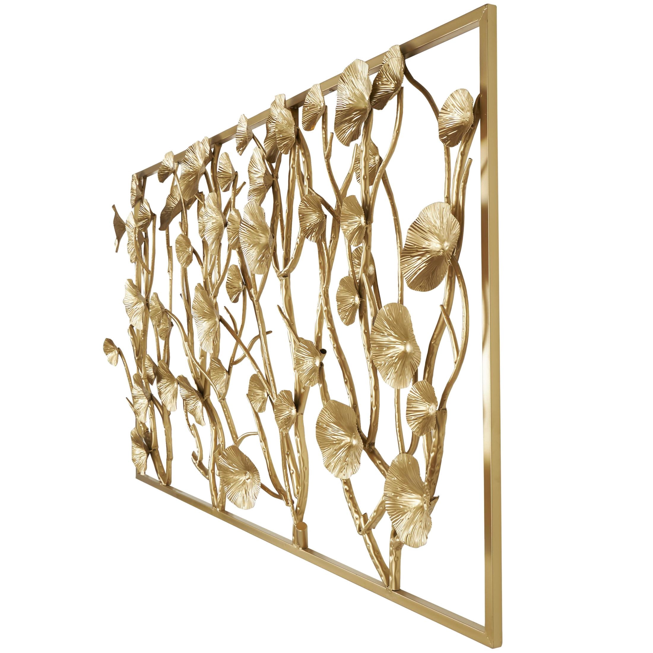 DecMode Gold Metal Dimensional Floral Wall Decor