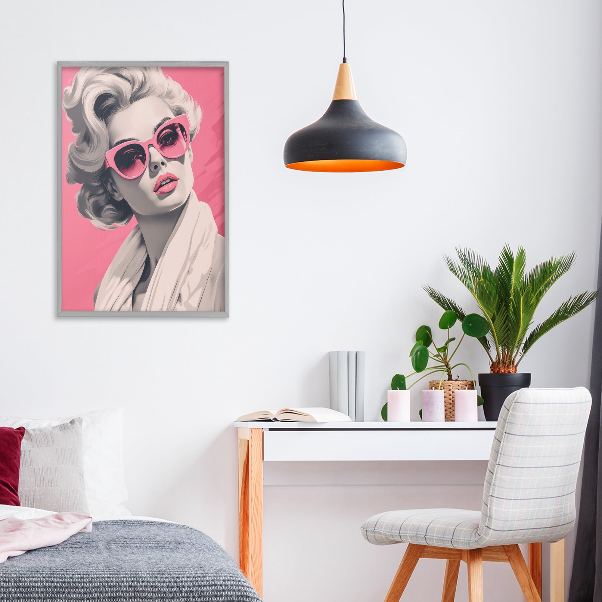 Stupell Industries Retro Chic Glamour Gray Framed Giclee Art, design by Andrea Haase