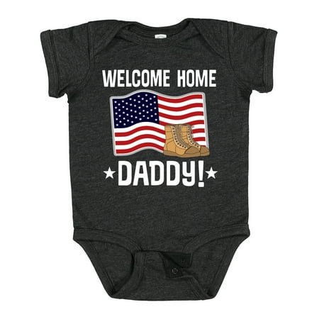 

Inktastic Military Dad Welcome Home USA Flag Boys or Girls Baby Bodysuit