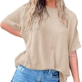 thumbnail image 4 of Womens Oversized T Shirts Summer Casual Loose Fit Striped Knit Batwing Sleeves Tunic Tops, 4 of 6