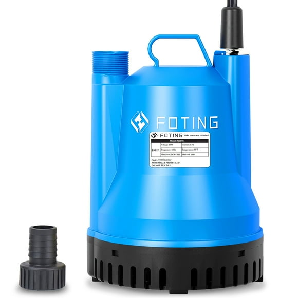 FOTING 1/4HP Portable Utility Pump Submersible Small Backup Sump Pump Draining pump to Remove Water from Flooding House Basement Pool Tankless Heater Flushing Pump with