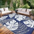 thumbnail image 2 of Memoryfield 9' x 18'Outdoor Rug, Waterproof Foldable Plastic Straw Mat, Reversible Patio Rug for Deck, Porch, Backyard, RV, Beach & Picnic, Navy/White, 2 of 8