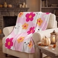 thumbnail image 3 of OCCOA Ghost Blanket Pinky Halloween Throw Blanket 39x29in Cute Ghost Pattern Soft Cozy for Bedroom Sofa Couch Bed Fall Festival Home Decoration Gift, B, 3 of 6