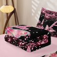 thumbnail image 6 of Manfei Pink Butterfly Zipper Twin Comforter Sets with Fitted Sheet and 2 Pillowcases,Girls Personalized Letter A Zipper Bedding Set,Pink Reversible4pcs, 6 of 8