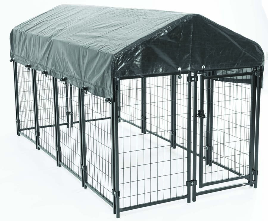 American Kennel Club Heavy Duty Outdoor Dog Kennel, Black, 4'L x 8'W x  'H 