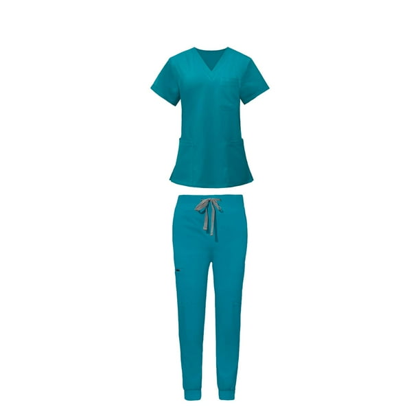 Uniformes Scrub Set enfermera Top pantalones ropa de trabajo femenina para salón de belleza SPA XXL Yuyangstore Uniforme de enfermera