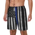 thumbnail image 5 of Mens Swim Trunks Thin Blue Line Flag Quick Dry Board Shorts with Compression Liner, 5 of 6