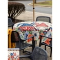thumbnail image 5 of Outdoor Tablecloth with Umbrella Hole for Patio/Picnic/Party/Camping, Independence Day Waterproof Table Cloth Square Cover Washable, Gnomes American Flag Flowers Retro Blue Plaid (60"x 60"), 5 of 9