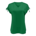 thumbnail image 5 of CHUOU T Shirts for Women Solid Color V Neck Short Sleeve Tie Side Loose Tee Shirt Basic Top, 5 of 5