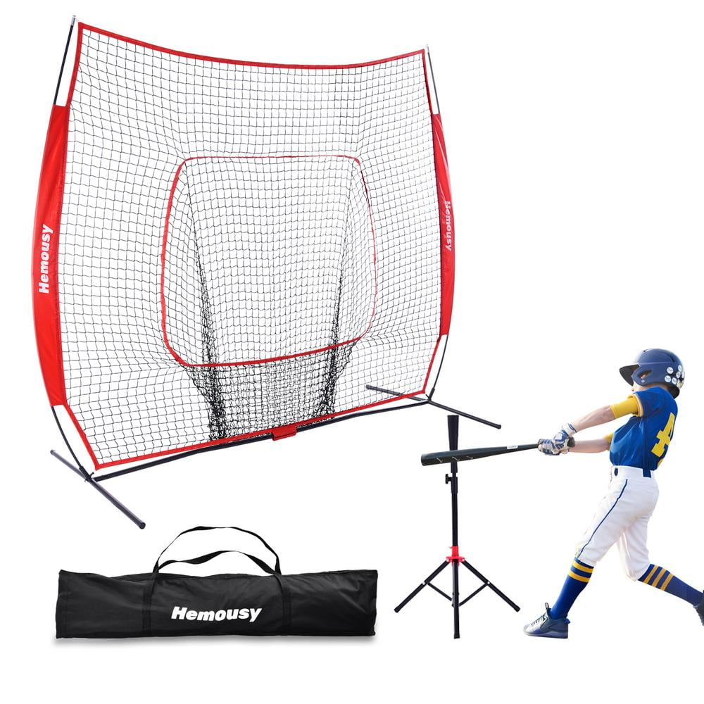 7×7 Baseball Softball Practice Hitting Batting Training Net Bow Frame Black Bag 