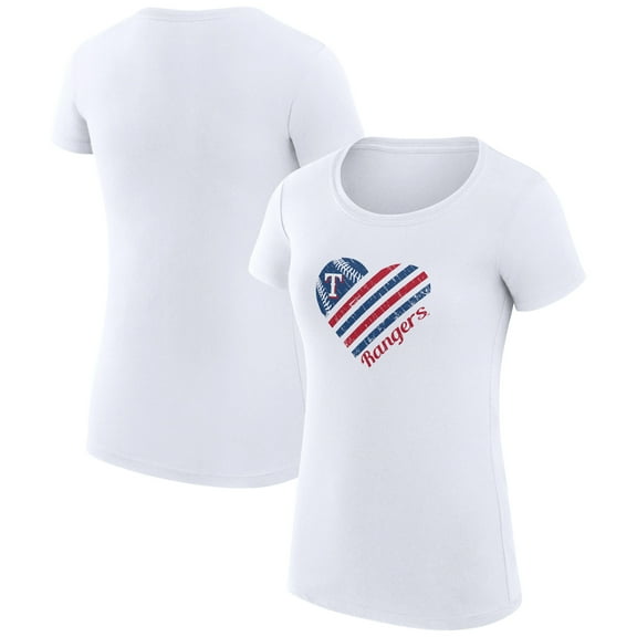 Women's G-III 4Her by Carl Banks  White Texas Rangers Super-Slim Fit Lightweight Heart Graphic T-Shirt