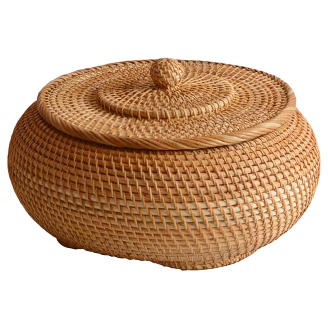 GROWTH TANK Rattan Box Woven Basket Storage Tray Handwoven Decorative Bins Container L