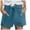 Blue, variant on Women's High-Waisted Tie-Belt Shorts, Side Pockets & Rolled Cuffs, Summer Lightweight Casual Beach Sports,Size L