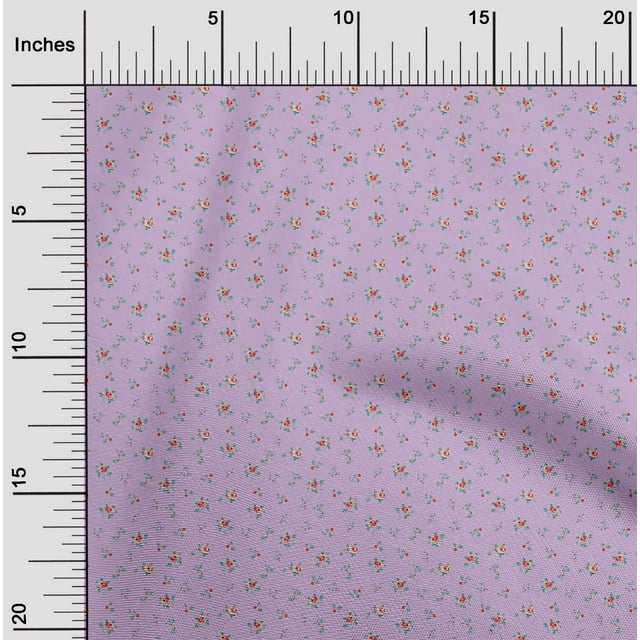 oneOone Tissu en Coton et Soie Imprimé Feuilles et Roses au Mètre 42 Pouces de Large