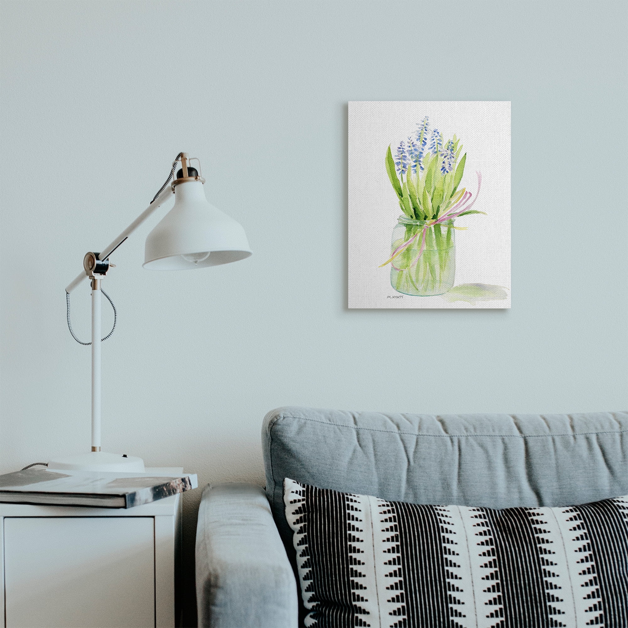 Stupell Industries Blue Hyacinth Flower Arrangement Classic Canning Jar Canvas Wall Art, 16 x 20, Design by Melissa Hyatt LLC