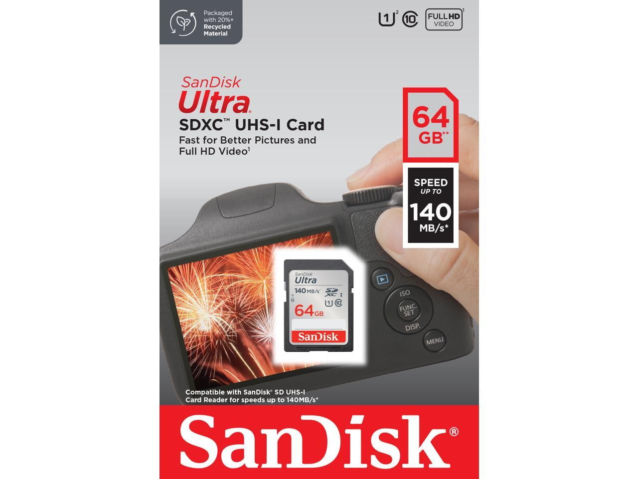 SanDisk 64GB Ultra Class 10 UHS-I SDXC Memory Card (140 MB/s)