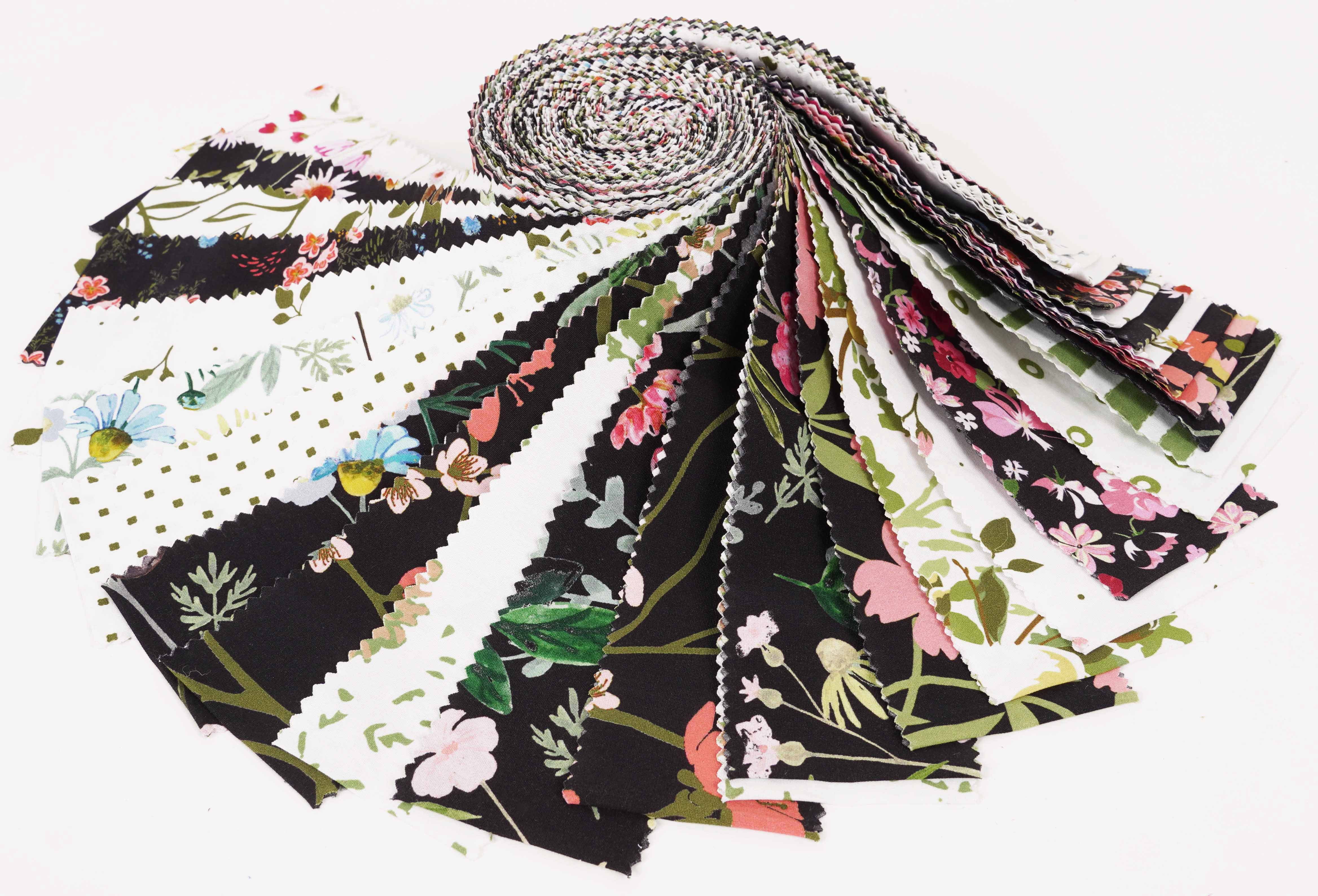 Soimoi 40Pcs Floral Print Cotton Precut Fabrics For Quilting Craft Strips 2.5x42inches Jelly Roll - Multicolor