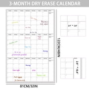 Dry Erase Calendar for Wall - Undated 3 Month Wall Calendar, 48'' x 32'', Erasable & Reusable Wall Calendar, Dry Erase Calendar for Home, Office and School
