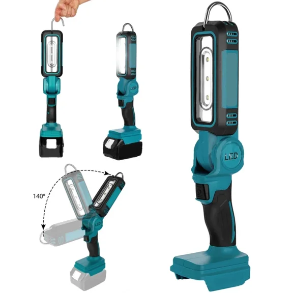 1200lm LED Work Light Flashlight For Makita 18V Battery Handheld FloodLight Hook