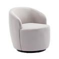 thumbnail image 3 of Hassch Upholstered Swivel Barrel Chair, Modern Accent Armchair with 360° Rotation and Sturdy Wooden Frame, Velvet Comfy Living Room/Bedroom Chair in Gray, 3 of 7