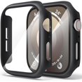 thumbnail image 1 of Yanonmyfd Funda rígidas para PC compatibles con Apple Watch Series 6 5 4 SE, funda protectora completa con protector de pantalla de vidrio templado para iWatch 40mm (Azul Marino), 1 of 16