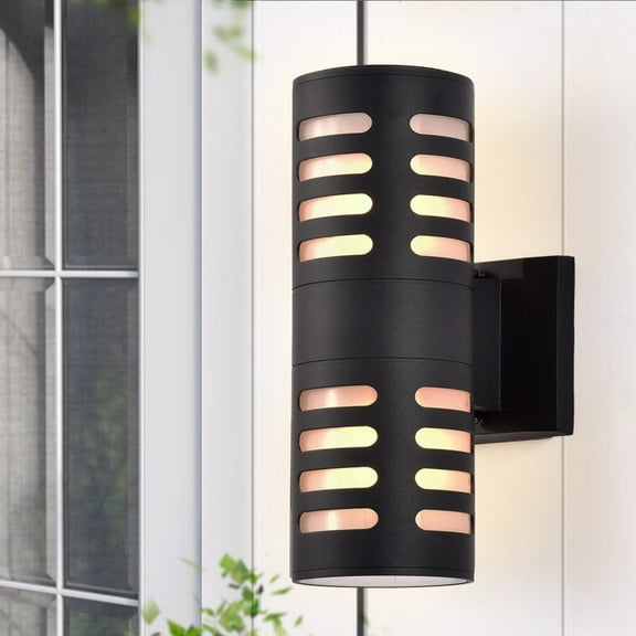 C Cattleya Matte Black 2-light Die-cast Aluminum Outdoor Wall Sconce Lights 2 Matte Black Black Matte