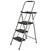 Best Choice Folding Steel 3-Step Stool Ladder Tool Equipment for Indoor, Outdoor w/ Hand Grip, Wide Platform Steps, 330lbs Capacity - Black