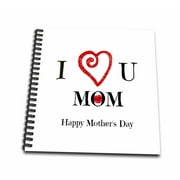 3dRose I Love you mom happy mothers day, white, saying - Mini Notepad, 4 by 4-inch