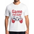 thumbnail image 1 of Camiseta de manga corta con texto "Game Not Over Words" para hombre, cuello redondo, color rojo y blanco, con asa para hombre, color blanco-XL, 1 of 8