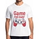 thumbnail image 1 of Camiseta de manga corta con texto "Game Not Over Words" para hombre, cuello redondo, color rojo y blanco, con asa para hombre, color blanco-XL, 1 of 8