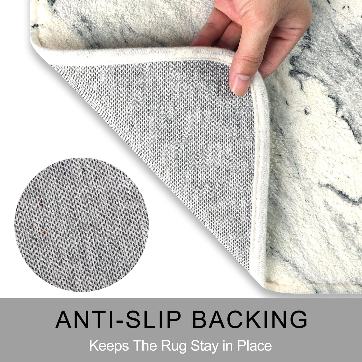 Bath Rug Runner 20x59 inch Beige Marble Velvet Bath Mat Non-Slip Modern Long Bathroom Rug Soft Luxury Microfiber Machine-Washable Floor Rug Carpet for Tub Shower