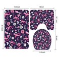 thumbnail image 3 of Pink Breast Cancer and Pioneer Flower Bathroom Rugs Sets 3 Piece,Toilet Cover Set,Absorbent Non Slip Bathroom Mats Sets with U-Shaped Contour Rug Toilet Rug Set, 3 of 5