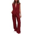 thumbnail image 1 of Conjunto PRETTYGARDEN Rojo Vino Chaleco sin Mangas Pantalones Palazzo Talle XL, 1 of 8