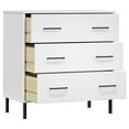 thumbnail image 3 of vidaXL Sideboard with 3 Drawers White 77x40x79.5 cm Solid Wood Oslo 0 Shelves, 3 of 5