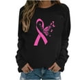 thumbnail image 2 of Homenesgenics Breast Cancer Awareness Shirts Plus Size for Women and Men Women's Casual Loose Print Raglan Long Sleeved Hoodie Round Neck Tops Sweatshirts Black S, 2 of 4