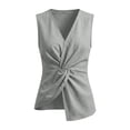 thumbnail image 5 of FchengtaiS Women's Twist Knot Front Tank Top Cotton Linen V Neck Sleeveless Shirts Summer Casual Y2K Tops, 5 of 7