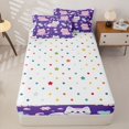 thumbnail image 4 of Manfei Funny Cat Zipper Twin Comforter Sets with Fitted Sheet and 2 Pillowcases, Kawaii Flower Love Heart Zipper Bedding Set, Purple Pink, Polkadot Reversible, 4-Piece, 4 of 7