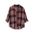 thumbnail image 2 of Delayuji Women's Button Down Shirt Plaid Checkered Shirt Retro Style Loose Long Sleeved Shirt Spring Outfit, 2 of 3
