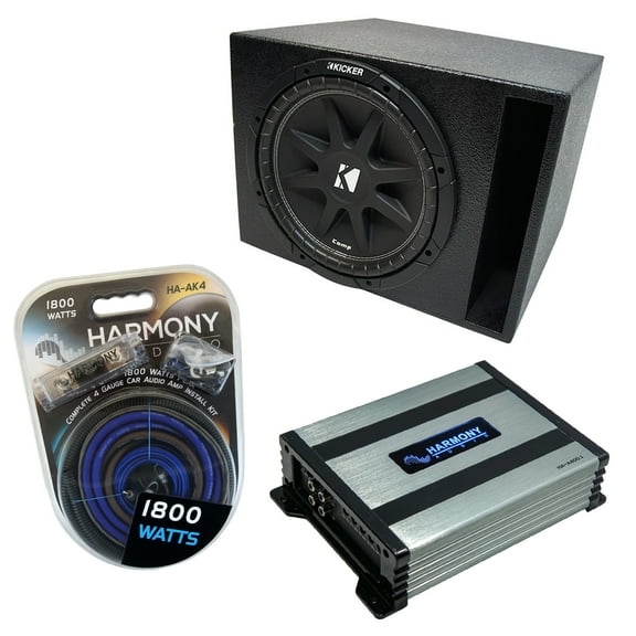 Harmony Accessory Master Kicker Comp C12 12" Ported Sub Box & HA-A400.1 Amp