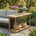 thumbnail image 3 of Light Teak Finish Acacia Wood Outdoor Buffet Console Table with Lower Shelf, 3 of 15