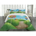 thumbnail image 2 of Ambesonne Fantasy Quilted Coverlet 3 Pcs, Candy Land Lollipops, Queen Size, Green Blue Red, 2 of 4
