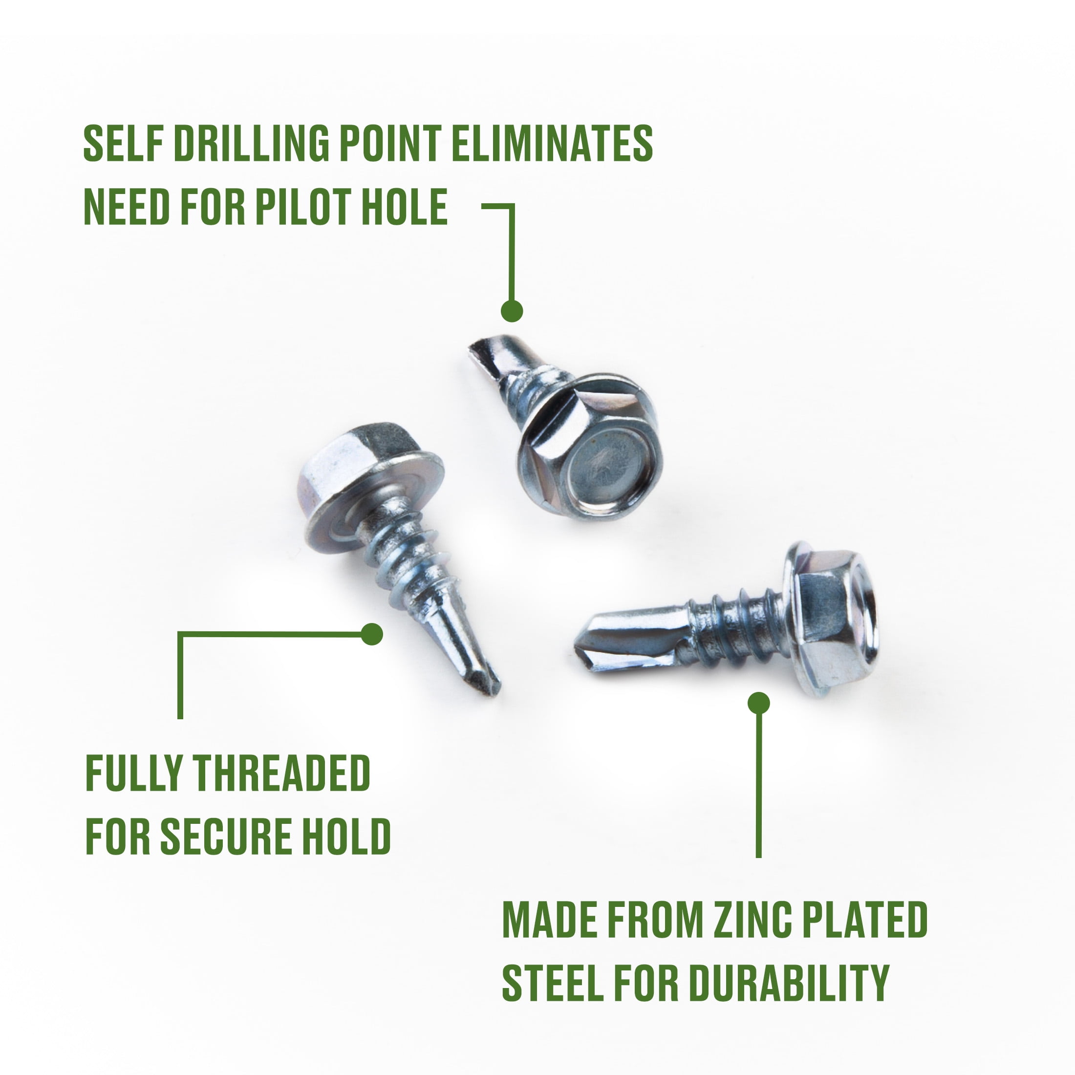 Hillman Self Drilling Screws #10 x 1", Steel, Zinc, Interior, Hex, Silver, 7 pack