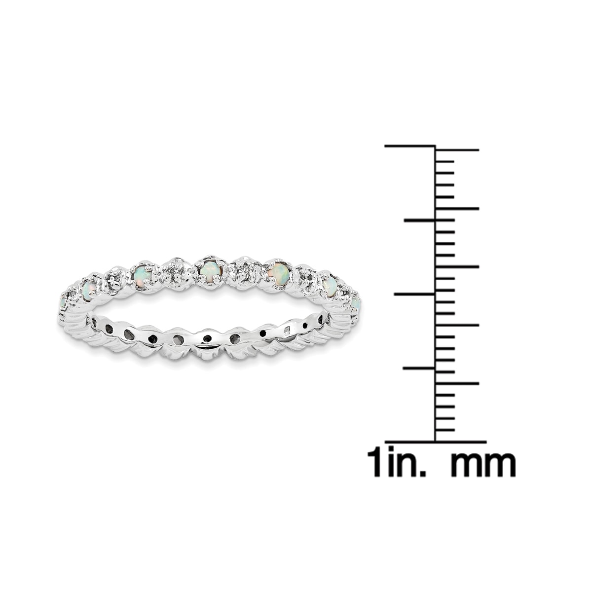 Created Opal and Diamond Sterling Silver Ring