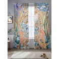 thumbnail image 3 of Octopus Coastal Sheer Curtains 84 Inches Long 2 Panels Set, Window Sheer Curtains for Living Room/Bedroom, Summer Nautical Starfish Coral Brown Anchor Light Filtering Rod Pocket Curtain 52''x84''x2, 3 of 8