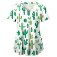 thumbnail image 4 of felwors Scrubs for Women Tops Animal Print Shirt V Neck Cartoon Pattern Short Sleeve Nursing Uniform with Pockets (Green, XXL), 4 of 5