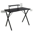 thumbnail image 2 of X-Shaped Computer Gaming Desk with Integrated Monitor Stand, Hook and Cup Holder, 2 Audio Baskets, 39 "L x 23.6" W x 29.5 "H, 2 of 5