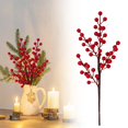 thumbnail image 2 of Artificial Red Berry Stem, Christmas Red Berries Branches, Fake Burgundy Berry Picks for Vase Filler Floral Arrangements Christmas Tree Xmas Winter Holiday Home DIY Crafts Decor, 2 of 7