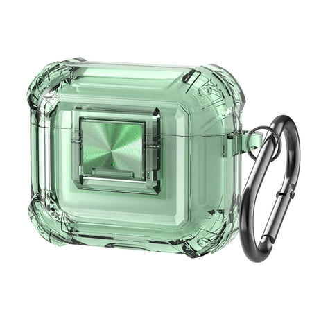 Dteck Secure Lock Case for AirPods Pro 2nd Generation (2022) Case Transparent Protective Case with Keychain (Anti-Drop Lock) Green